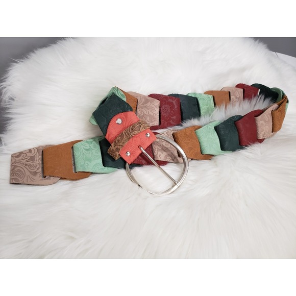 Vintage‎ suede leather belt colorful rainbow 70s statement fairycore hippie boho - Picture 6 of 7